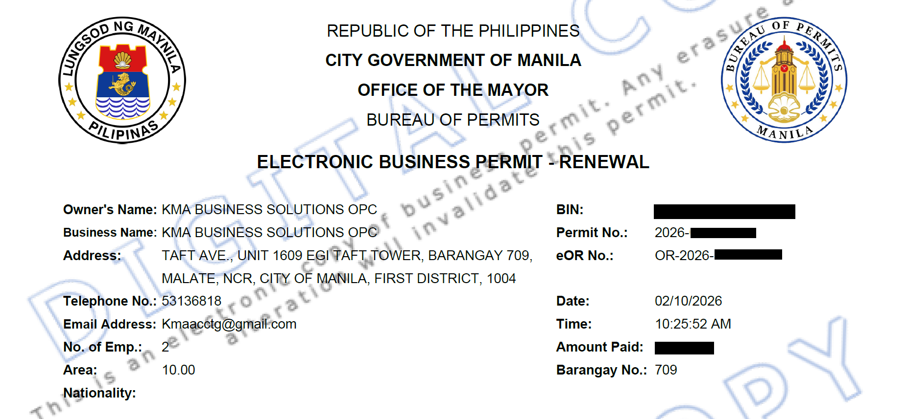 E-Business Permit 2026